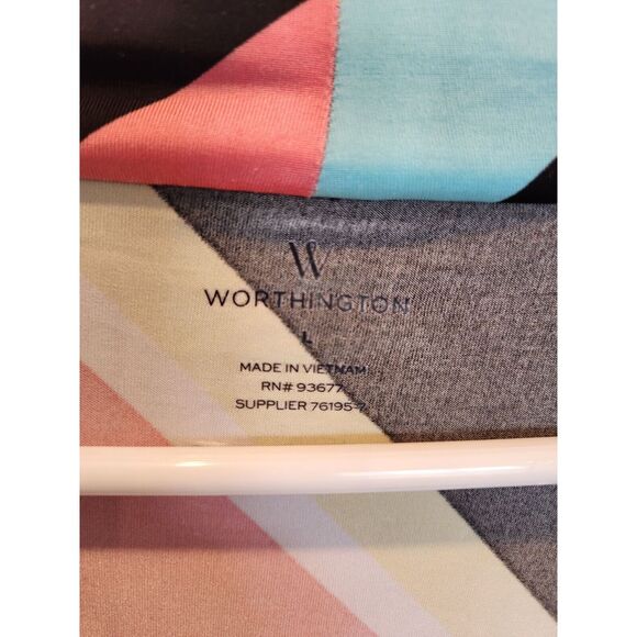 Worthington Womens Sz L Scoop Neck Sleeveless Blouse Bright Striped - Picture 2 of 4